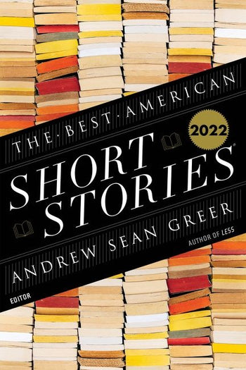 Best American Short Stories 2022 book cover showing stacked books